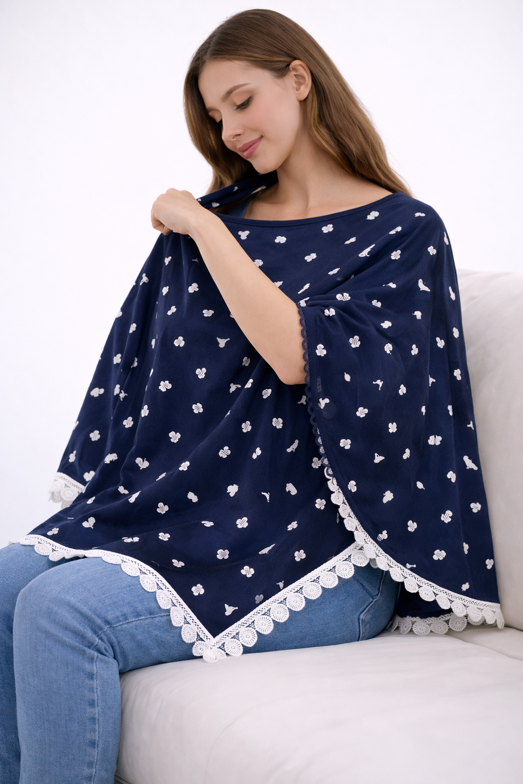Navy blue & white cactus