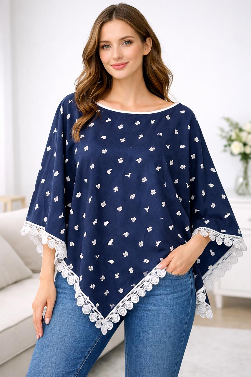 Navy blue & white cactus